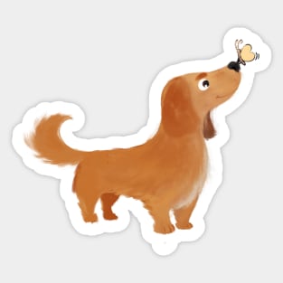 Dachshund and Butterfly Sticker